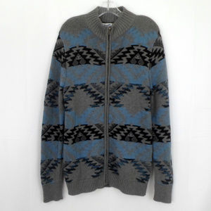 NWT Wrangler Full Zip Cardigan Sweater Aztec Gray Blue Black
